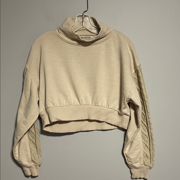 Urban Outfitters Tan Cropped Sweatshirt Size Small - Picture 1 of 7